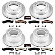 4-Wheel Set Power Stop&reg; CRK5338 Front and Rear Genuine Geomet&reg; Coated Rotor and Low-Dust Ceramic Brake Pad Kit