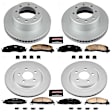 4-Wheel Set Power Stop&reg; CRK5458 Front and Rear Genuine Geomet&reg; Coated Rotor and Low-Dust Ceramic Brake Pad Kit