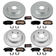 4-Wheel Set Power Stop&reg; CRK5523 Front and Rear Genuine Geomet&reg; Coated Rotor and Low-Dust Ceramic Brake Pad Kit