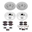 4-Wheel Set Power Stop&reg; CRK5616 Front and Rear Genuine Geomet&reg; Coated Rotor and Low-Dust Ceramic Brake Pad Kit