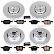 4-Wheel Set Power Stop&reg; CRK5708 Front and Rear Genuine Geomet&reg; Coated Rotor and Low-Dust Ceramic Brake Pad Kit