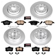 4-Wheel Set Power Stop&reg; CRK5749 Front and Rear Genuine Geomet&reg; Coated Rotor and Low-Dust Ceramic Brake Pad Kit