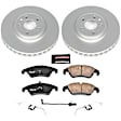 CRK5752 Front Brake Disc and Pad Kit, Geomet Coated, Plain Surface, 5 Lugs, 320 mm, Carbon Fiber Ceramic, Z23 Evolution Sport Geomet Coated