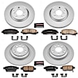 4-Wheel Set Power Stop&reg; CRK5856 Front and Rear Genuine Geomet&reg; Coated Rotor and Low-Dust Ceramic Brake Pad Kit