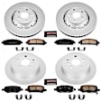 4-Wheel Set Power Stop&reg; CRK5866 Front and Rear Genuine Geomet&reg; Coated Rotor and Low-Dust Ceramic Brake Pad Kit