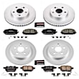 4-Wheel Set Power Stop&reg; CRK5871 Front and Rear Genuine Geomet&reg; Coated Rotor and Low-Dust Ceramic Brake Pad Kit