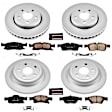CRK5952 4-Wheel Set Front and Rear Brake Disc and Pad Kit, Plain Surface, 5 Lugs, Ceramic, For Models with 330mm Front Rotors and Solid Rear Rotors, Z17 Evolution Geomet Coated