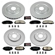 4-Wheel Set Power Stop&reg; CRK5960 Front and Rear Genuine Geomet&reg; Coated Rotor and Low-Dust Ceramic Brake Pad Kit