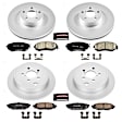 4-Wheel Set Power Stop&reg; CRK6083 Front and Rear Genuine Geomet&reg; Coated Rotor and Low-Dust Ceramic Brake Pad Kit