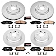 4-Wheel Set Power Stop&reg; CRK6084 Front and Rear Genuine Geomet&reg; Coated Rotor and Low-Dust Ceramic Brake Pad Kit