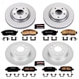 4-Wheel Set Power Stop&reg; CRK6095 Front and Rear Genuine Geomet&reg; Coated Rotor and Low-Dust Ceramic Brake Pad Kit