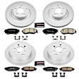 4-Wheel Set Power Stop&reg; CRK6112 Front and Rear Genuine Geomet&reg; Coated Rotor and Low-Dust Ceramic Brake Pad Kit