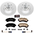 CRK6234 Front Brake Disc and Pad Kit, Plain Surface, 6 Lugs, 300 mm, Carbon Fiber Ceramic, Z23 Evolution Sport Geomet Coated