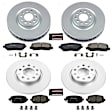 2015 Jeep Cherokee - Front and Rear Brake Disc and Pad Kit, Geomet Coated, Plain Surface, 5 Lugs, 278 mm, Ceramic, 1 Piston Front Calipers, 3.2L 6Cyl, Z17 Evolution Geomet Coated