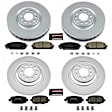 CRK6541 4-Wheel Set Front and Rear Genuine Geomet Coated Rotor and Low-Dust Ceramic Brake Pad Kit, With 2 Piston Front Caliper