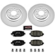 CRK6542 Rear Genuine Geomet Coated Rotor and Low-Dust Ceramic Brake Pad Kit, With 2 Piston Front Caliper