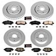 CRK6563 4-Wheel Set Front and Rear Genuine Geomet Coated Rotor and Low-Dust Ceramic Brake Pad Kit, With 1 Piston Front Caliper