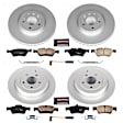 4-Wheel Set Power Stop&reg; CRK6710 Front and Rear Genuine Geomet&reg; Coated Rotor and Low-Dust Ceramic Brake Pad Kit