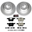 CRK6743 Front Brake Disc and Pad Kit, Geomet Coated, Plain Surface, 5 Lugs, 312 mm, Carbon Fiber Ceramic, Z23 Evolution Sport Geomet Coated