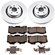 CRK6806 Front Brake Disc and Pad Kit, Geomet Coated, Plain Surface, 5 Lugs, 352 mm, Ceramic, Z17 Evolution Geomet Coated