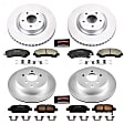 4-Wheel Set Power Stop&reg; CRK6943 Front and Rear Genuine Geomet&reg; Coated Rotor and Low-Dust Ceramic Brake Pad Kit