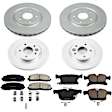 4-Wheel Set Power Stop&reg; CRK7841 Front and Rear Genuine Geomet&reg; Coated Rotor and Low-Dust Ceramic Brake Pad Kit