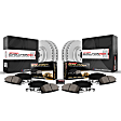 4-Wheel Set Power Stop&reg; CRK794 Front and Rear Genuine Geomet&reg; Coated Rotor and Low-Dust Ceramic Brake Pad Kit