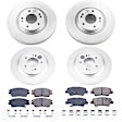 CRK8010 4-Wheel Set Front and Rear Brake Disc and Pad Kit, Plain Surface, 5 Lugs, Ceramic, For Models with Electric Parking Brake, Z17 Evolution Geomet Coated
