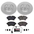 CRK8043 Rear Brake Disc and Pad Kit, Plain Surface, 5 Lugs, 330 mm, Carbon Fiber Ceramic, Z23 Evolution Sport Geomet Coated