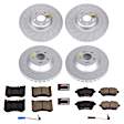 4-Wheel Set Power Stop&reg; CRK8102 Front and Rear Genuine Geomet&reg; Coated Rotor and Low-Dust Ceramic Brake Pad Kit