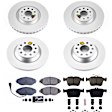 4-Wheel Set Power Stop&reg; CRK8168 Front and Rear Genuine Geomet&reg; Coated Rotor and Low-Dust Ceramic Brake Pad Kit