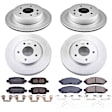 4-Wheel Set Power Stop&reg; CRK8272 Front and Rear Genuine Geomet&reg; Coated Rotor and Low-Dust Ceramic Brake Pad Kit