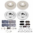 CRK8513 Front and Rear Brake Disc and Pad Kit, Geomet Coated, Plain Surface, 5 Lugs, 365 mm, Carbon Fiber Ceramic, Z23 Evolution Sport Geomet Coated