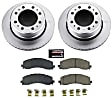 CRK8637 2-Wheel Set Rear Brake Disc and Pad Kit, Plain Surface 8 Lugs 358.2 mm Ceramic Z17 Evolution Geomet Coated, Includes (2) Brake Disc and (1) Brake Pad Set