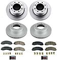 CRK8639 4-Wheel Set Front and Rear Brake Disc and Pad Kit, Plain Surface 8 Lugs 358.2 mm Ceramic Z17 Evolution Geomet Coated, Includes (2) Brake Pad Set and (4) Brake Disc