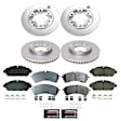 CRK8983 Front and Rear Brake Disc and Pad Kit, Coated, Plain Surface, 6 Lugs, Ceramic, Z17 Evolution Geomet Coated