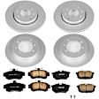 CRK912 Front and Rear Brake Disc and Pad Kit, Plain Surface, 4 Lugs, Carbon Fiber Ceramic, Z23 Evolution Sport Geomet Coated