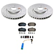 CRK9204 Front Brake Disc and Pad Kit, Cross-Drilled, 5 Lugs, 12.99 in., Carbon Fiber Ceramic