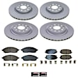 CRK9280 Front and Rear Brake Disc and Pad Kit, Plain Surface, 5 Lugs, 13.94 in., Ceramic