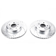 EBR1416XPR Rear Brake Disc, Silver zinc-plated, Cross-drilled and Slotted, Vented, 5 Lugs, Evolution Drilled & Slotted Series