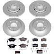 4-Wheel Set Power Stop&reg; ESK2741 Front and Rear Euro-Stop High-Carbon Coated Rotors, ECE-R90 Brake Pads Made in Europe + Hardware Kit