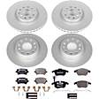 4-Wheel Set Power Stop&reg; ESK2757 Front and Rear Euro-Stop High-Carbon Coated Rotors, ECE-R90 Brake Pads Made in Europe + Hardware Kit