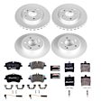 4-Wheel Set Power Stop&reg; ESK2812 Front and Rear Euro-Stop High-Carbon Coated Rotors, ECE-R90 Brake Pads Made in Europe + Hardware Kit