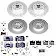 4-Wheel Set Power Stop&reg; ESK2851 Front and Rear Euro-Stop High-Carbon Coated Rotors, ECE-R90 Brake Pads Made in Europe + Hardware Kit