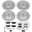 4-Wheel Set Power Stop&reg; ESK4008 Front and Rear Euro-Stop High-Carbon Coated Rotors, ECE-R90 Brake Pads Made in Europe + Hardware Kit