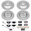 4-Wheel Set Power Stop&reg; ESK4066 Front and Rear Euro-Stop High-Carbon Coated Rotors, ECE-R90 Brake Pads Made in Europe + Hardware Kit