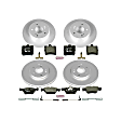 4-Wheel Set Power Stop&reg; ESK4420 Front and Rear Euro-Stop High-Carbon Coated Rotors, ECE-R90 Brake Pads Made in Europe + Hardware Kit