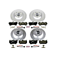 4-Wheel Set Power Stop&reg; ESK4500 Front and Rear Euro-Stop High-Carbon Coated Rotors, ECE-R90 Brake Pads Made in Europe + Hardware Kit