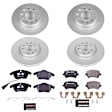 4-Wheel Set Power Stop&reg; ESK5363 Front and Rear Euro-Stop High-Carbon Coated Rotors, ECE-R90 Brake Pads Made in Europe + Hardware Kit