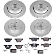 4-Wheel Set Power Stop&reg; ESK5737 Front and Rear Euro-Stop High-Carbon Coated Rotors, ECE-R90 Brake Pads Made in Europe + Hardware Kit